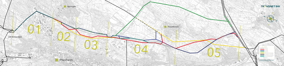Karte: Geplanter Trassenverlauf für das Planfeststellungsverfahren