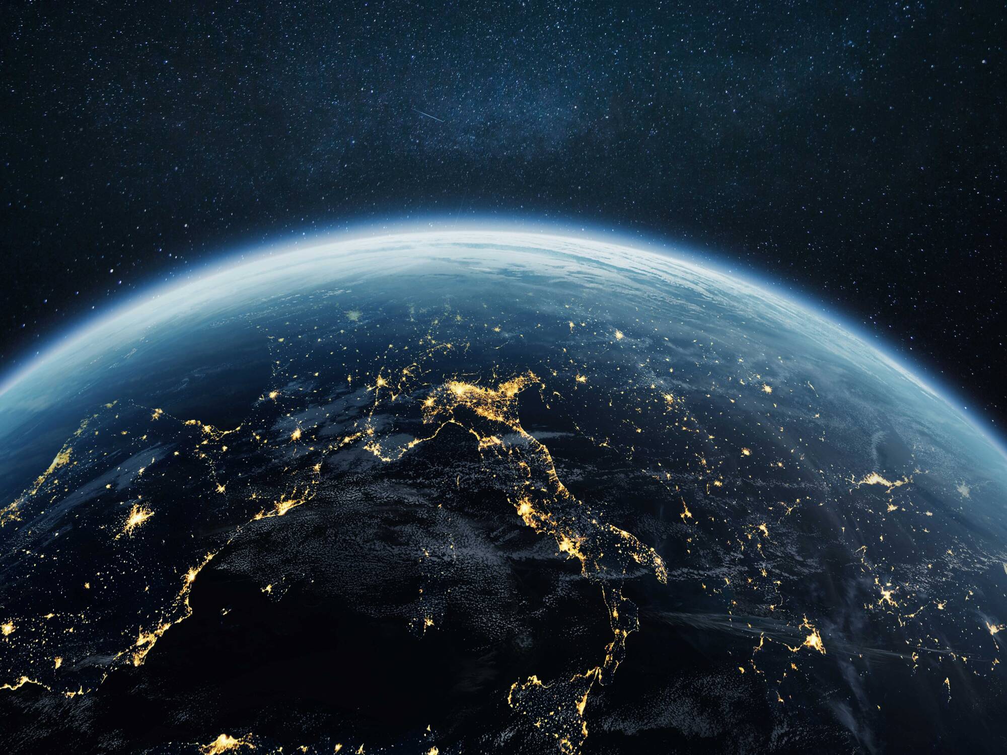 Nachtaufnahme Erde Südeuropa