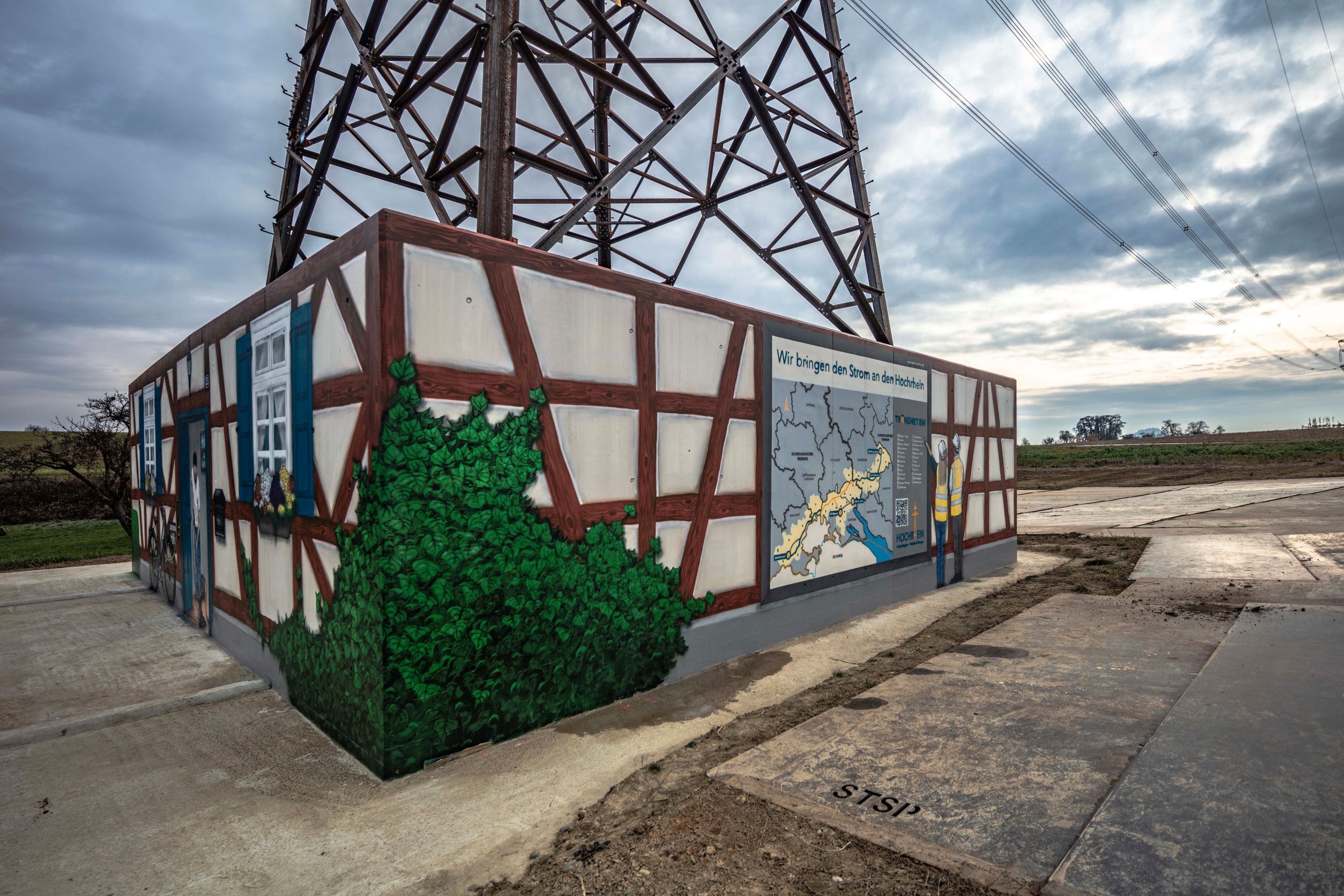 Hochrhein Beuren a. d. Aach Graffitikunst am Mastfundament