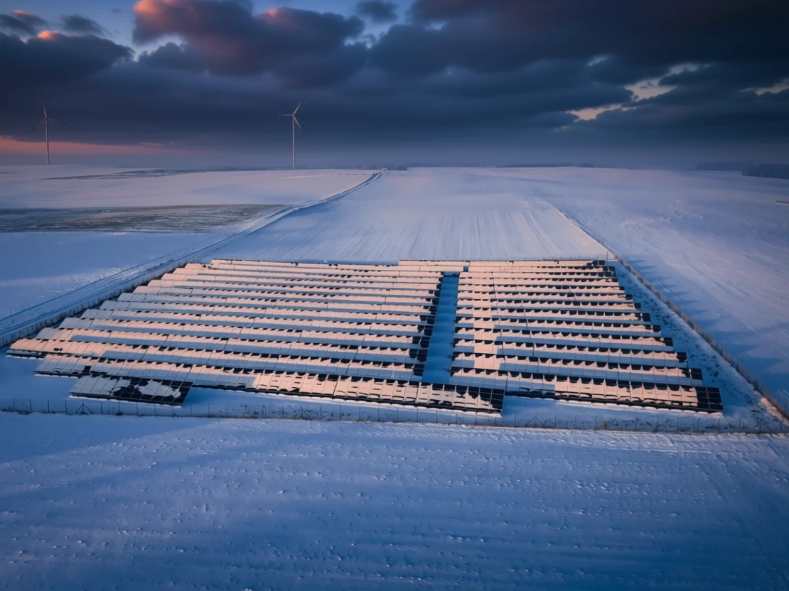 Solarpark im Winter